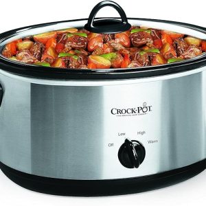 Crock-Pot 7 Quart Oval Manual Slow Cooker, Stainless Steel (SCV700-S-BR), Versatile Cookware for Large Families or Entertaining