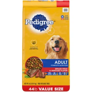 Pedigree Complete Nutrition Grilled Steak & Vegetable Dry Dog Food For Adult Dog, 44 Lb Bag